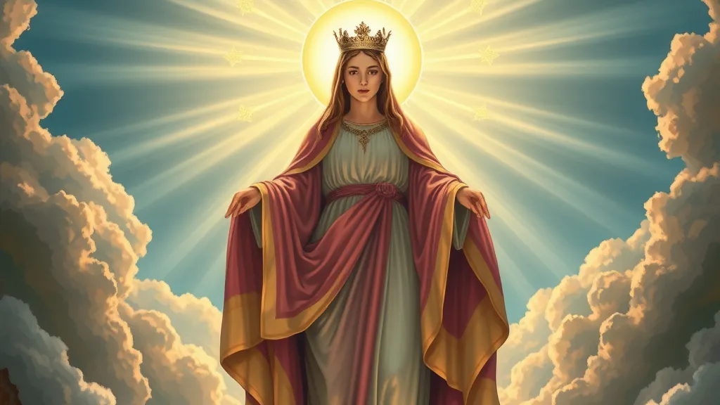Mary crowned and haloed as the Queen of Heaven